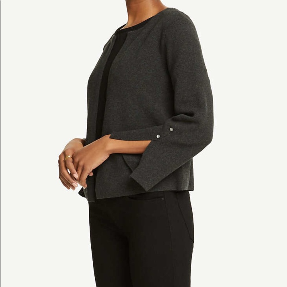Slit-sleeve open sweater jacket